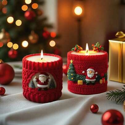 Resin Mould Santa Claus Scent Candle Silicone Mould DIY Knitting Geometric Pillar Gypsum Resin Making Tools Handmade Christmas Decoration Souvenir Resin Mould Candle Mould Soap Mould Clay Mould DIY-Wedding Decoration/Thanksgiving Gifts/Christmas Gifts, Halloween Gifts, Easter Gifts, Valentine's Day Gifts/Birthday Gifts/Home Decoration