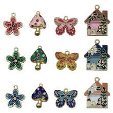 20/50/100 件随机混合各种珐琅蝴蝶饰物各种金珐琅蝴蝶吊坠适用于手链项链耳环工艺制作配件