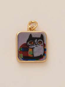 1 Piece Of Cute Printed Cat, Flower, Snail, Piglet, Horse, Pigeon, Moon, Cake Pattern Pendant, Electroplated With 18K Gold, Suitable For DIY Jewelry Accessories, Necklaces, Bracelets, Earrings, Keychains, Bag Chain Accessories, Women's Jewelry Accessories, Gold-Plated Pendant, Trinkets