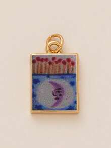 1 Piece Of Cute Printed Cat, Flower, Snail, Piglet, Horse, Pigeon, Moon, Cake Pattern Pendant, Electroplated With 18K Gold, Suitable For DIY Jewelry Accessories, Necklaces, Bracelets, Earrings, Keychains, Bag Chain Accessories, Women's Jewelry Accessories, Gold-Plated Pendant, Trinkets