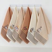 6条装华夫格刺绣咖啡系列毛巾，茶巾，家居厨房清洁布