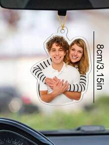 1pc3pcs Customized Photo Acrylic Car Central Control Backpack Pendant, Double-Sided Effect, Personalized With Your Favorite Memories, Perfect For Couples, Friends, Pets, Valentine's Day, Valentine's Day Decor Gifts Birthday Graduation, Home Refresh,Christmas Gift Supplies - Rectangular Ornaments - View 6