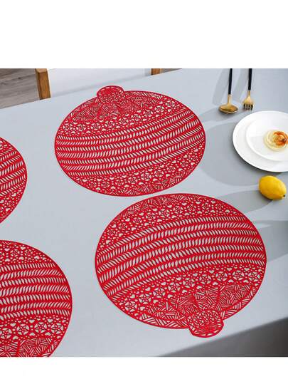 1/4 قطعة من وضع الأطباق الزخرفية الإبداعية لعيد الميلاد، وضع أطباق عازلة للحرارة على الطراز الغربي، مقاوم للماء والزيت والحرارة