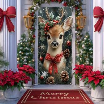 1piece Door Banner, Door Fabric, Door Curtain, Spring And Summer Simulation Landscape Theme, Red Rose, Staircase, Scenery, Interior Decoration, Suitable For Living Room And Bedroom Doors, Courtyard Decoration Background, Party Decoration