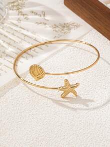 1 Pc Starfish Shell Wrap Design Upper Arm Cuff Arm Bangle Women Sea Beach Style Arm Band