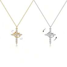 Collana con pendente a croce placcata in oro 18K, impreziosita da zirconi cubici brillanti - Catena in rame delicata, adatta per uso casual, regalo ideale per San Valentino, Collana a croce