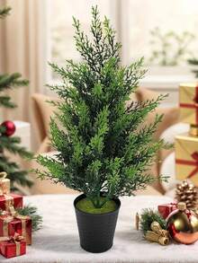 1 pieza Árbol de pino artificial, plantas artificiales de plástico para decoración navideña, plantas de interior en maceta, decoración del hogar, decoración de habitaciones, decoración estacional, decoración de jardín, decoración exterior (macetas no incluidas)