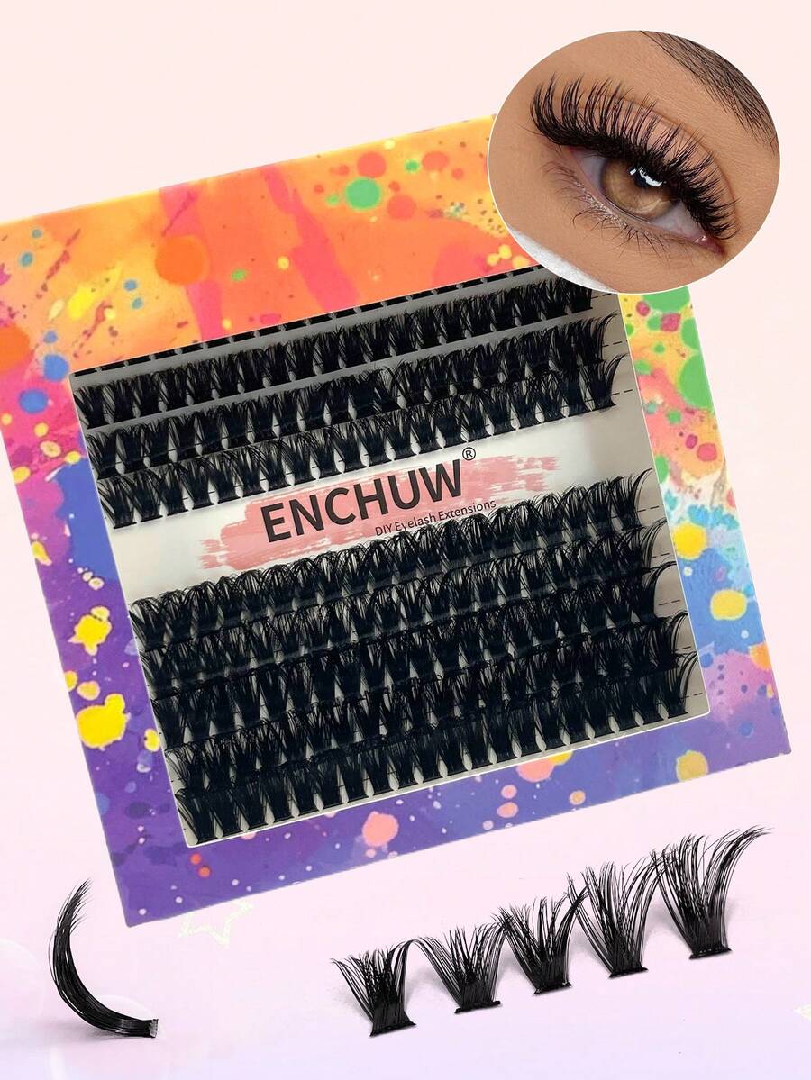 200Pcs CC Curl Fluffy Lash Clusters 80D 8-17mm Mix Thick Cluster Eyelash Extensions Wispy Individual Lashes Clusters Lashes Clusters DIY At Home