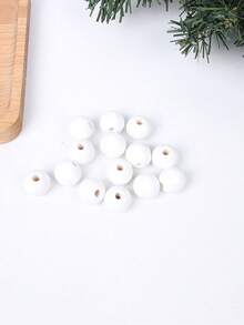 50 pièces Perles en bois de bonhomme de neige de Noël - Perles de bois rondes blanches d'hiver non finies pour l'artisanat DIY, la décoration de fête de Noël et la maison