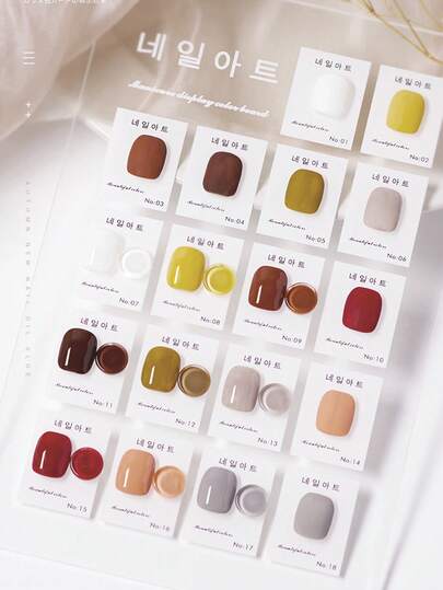 40 قطعة بطاقة ألوان زجاجية شفافة لعرض لون طلاء الأظافر الجيلي، أشكال غير متماثلة تشمل الدب والقلب والنجمة