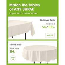 Plastic Table Cloth  6 Pack 54 X 108 Inch Table Cloths Party Wedding Thanksgiving Decorations Fall Tablecloths Rec Beige Plastic Cover Waterproof Cream Ivory - 象牙色+54吋 X 108吋長方形 - 查看 2