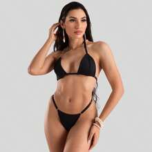 Women's 2-Piece Bikini Set With Adjustment Tape, Bronze, Summer Beach - ĐEN VÀ BÁO - Xem 2