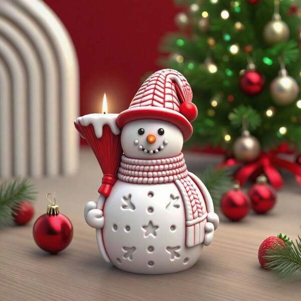 Resin Mold 3D Three-Dimensional Christmas Broom Snowman Mold Resin Aromatherapy Plaster Candle Mold - Suitable For DIY Candles, Soap, Christmas Handicrafts, Etc., Full Of Christmas Atmosphere