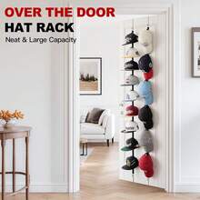 Hat Rack Door - Two-Way Hanging Caps With Display Hooks And Hanger, Hat Organizer Baseball Caps, Over Door Hat Storage Organizer Bedroom, Entrance Or Garage - 1 Pack - 1 包 - 10 個掛鉤 - 查看 2