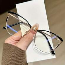 1pc Anti-Blue Light Decorative Mirror, Face-Shaping Glasses, Fashionable Large Frame Non-Prescription Glasses, Elegant Look, Frame Design Suitable For All Face Shapes, Valentine's Day Gift - 粉紅金 - 查看 6