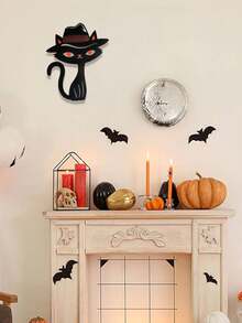 Gato negro y naranja creativo, artesanía de metal, decoración para jardín, patio, balcón, ambiente de fiesta, decoración linda, se puede colgar en paredes, árboles, regalo ideal para fiestas y cumpleaños