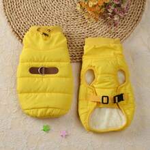 Windproof Dog Jacket, Cotton Pet Coat, Winter Pet Dog Clothes, Small Dog Leather Label Bulldog Jacket, Thick Schnauzer Vest, Machine Washable