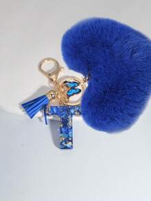 Chaveiro com Letra de A a Z, Chaveiro de Resina com Coração Azul e Bola de Pelúcia Azul, Design de Coração, Pingente de Corrente, Decoração Pendente para Mochila, Decoração Pendente para Carro, Presente para Mulheres e Meninas, Presente do Dia dos Namorados, Pingente de Bolsa, Natal, Presente de Festa de Halloween, Leve e Durável - Ideal para Mulheres e Meninas, Transporte, Estudo, Férias, Piquenique, Camping, Atividades na Praia - Presente Perfeito para Dia das Mães, Amizade, Aniversário - Multicolorido - Visão 7