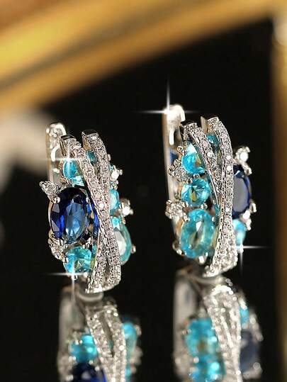 1 Pair Luxury Geometric X Intersection Hoop Earrings Birthday Valentine's Day Banquet, Prom, Party For Women Girl Copper Cubic Zirconia Gift Earring