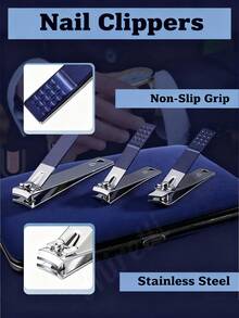 7-18pcs Manicure Set Pedicure Kit Nail Clippers Set Fingernail Clipper Set Professional Nail Grooming And Ear Pick For Travel - Blue - View 6