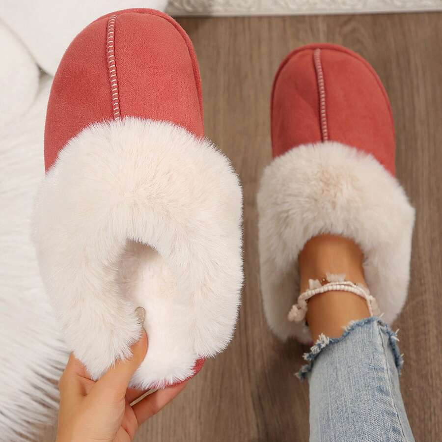 Women's Winter House Shoes Fluffy Fuzzy Cozy Fashion Slippers Fall Indoor Bedroom - 紅色 - 查看 1