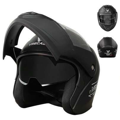 VRECASE Casco Moto Abatible Certificación Dot Con Visera De Doble Y Certificado Motocicleta Multifunción Protección