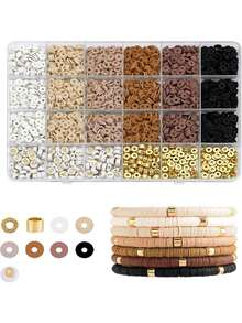 Polymer Clay Beads Kit, Mix Colors Soft Flat Polymer Clay Beads Kit For Jewelry Making, DIY Bracelet Necklace Birthday Gifts Craft Supplies