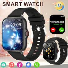 Sport Smartwatch, 1,83-Zoll Vollbild-Touchscreen-Display, Anrufbeantwortung Smartwatch, Sport-Schrittzähler, Nachrichten-Erinnerung, geeignet für iOS und Android Smartphones, Fitness-Uhren für Damen und Herren, Geschenke für Freunde, Geburtstagsgeschenke, Super Smartwatch, Herren Digitaluhr, robust und langanhaltend Herren Smartwatch