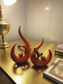 1pc Platinum Home Decor Features Ceramic Statue Abstract Sculpture Center Ornament Mid-Century Modern Dining Table Coffee Table Decor Living Room Tabletop Shelf Dining Room Kitchen, Modern Home Decor For Living Room, Bedroom Center Ornaments