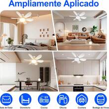 40W Ventilador de Techo con Luz | E26\/E27 Ventiladores de Techo Peque?o con Luces | 20.5in Ventilador de Techo de Montaje Empotrado con Luce y Mando a Distancia | 3 Colores Regulables y 3 Velocidades - negro - Ver 7