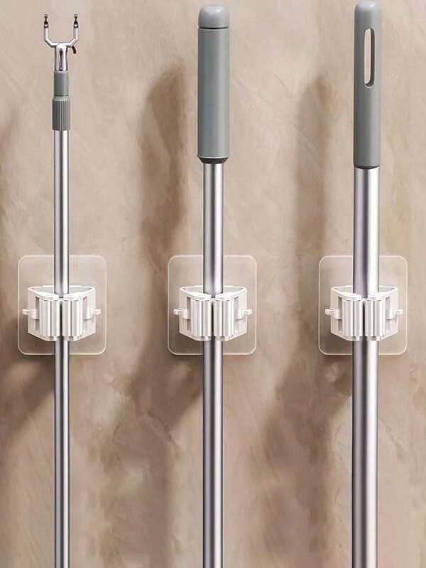 6 حزمة حامل المكنسة والممسحة للتركيب على الحائط، قابض المكنسة يثبت ذاتيًا دون حاجة للثقب، حامل المكنسة والمكنسة اليدوية للمنزل والحديقة والمرآب والتخزين