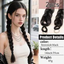 1pc Long Braided Synthetic Hair Extension Ponytail, Women's Ponytail With Headband, Made Of Synthetic Fiber, Available In Multiple Lengths, Suitable For Christmas, Daily Wear, Parties And More - Chocolate Brown - View 16
