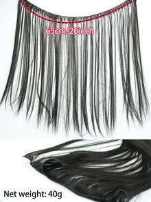 1pc Best-Selling Straight Hair Extension! Heat-Resistant Straight Sew-In Hair Extension, #1B Matte Color, 12-28 Inches, Hand-Woven, Suitable For Women DIY Hairstyles - Black - View 8