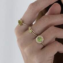 Ins Internet Celebrity Green Field Fairy Tale Peridot Ring Set High-End Niche Colorful Gemstone Ring Vintage Gold-Plated Ring For Women - 8 - 查看 2