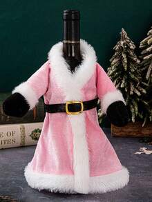 1 pieza Funda de botella de vestido de terciopelo navideño, Decoración creativa de botella de vino tinto navideño, Adecuado para decoración navideña, decoración de vacaciones, decoración de fiestas, Decoraciones navideñas, Pijamas navideños, Regalos navideños, Decoración navideña - Multicolor - Ver 8