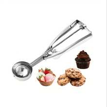 1/3pcs Three Sizes Of Stainless Steel Ice Cream Scoops, Cookie Scoops, Dough Scoops, Baking Stainless Steel Spoons With Buckle Release Function, Suitable For Cupcakes, Ice Cream, Muffins, Meatballs, Melon Balls
