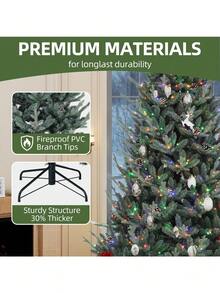 7.5ft Prelit Hillside Spruce Christmas Tree W/Remote Control With 51 Pine Cones