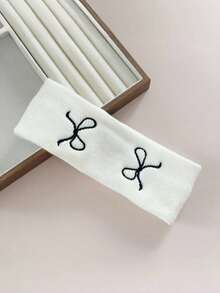 2pcs Women Elegant Minimalist Bow Print Headband Set, Black And White Classic Versatile Styles, High Elastic Moisture-Wicking Hair Bands Suitable For Daily Wear, Sports, Yoga, Dancing And More,Gifts,Travel,Gifts For Women,Hair Stuff,Stocking Stuffers