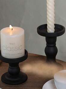 1 pièce Bougeoir en fer vintage noir, ornement décoratif