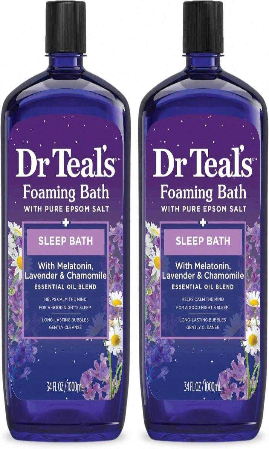 Dr Teal'S Foaming Bath With Pure Epsom Salt, Sleep Blend With Melatonin, Lavender &Amp; Chamomile Essential Oils, 34 Fl Oz (Pack Of 2) - ColorE - 查看 1