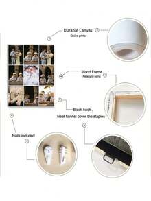 1pc Custom Photo Canvas Collage, Decorative Painting Made By Piecing Together 9 Photos, Personalized Family Memory Wall Art With Durable Frame, High-Quality Print For Indoor Use, Perfect For Living Room, Terrace, Patio Decor, Pictures Wall Decor, Perfect For Room Decor, Modern Wall Art - Multicolor - View 7