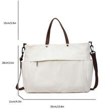 Women's Multi-Pocket Tote Bag, Minimalist Fashion Shoulder Crossbody Bag, Lightweight Foldable Shopper Bag For Commuting And Travel - White - View 9