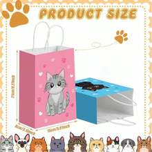 4/12 piezas Bolsas de regalo con diseño de gato de dibujos animados, con diversos patrones de gatos, adecuadas para bodas, despedidas de soltera, cumpleaños, compras de negocios, recuerdos de fiesta, graduación - Bolsas de regalo de papel colorido, aplicables para vacaciones, eventos, reuniones, fiestas y talla grande ocasiones