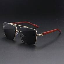 Unisex Frameless Modern Sunglasses, Oversized Contrast Color Elegant Casual Suitable For Daily Commute, Driving, Lightweight & Transparent, All Season