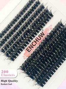 200Pcs CC Curl Fluffy Lash Clusters 80D 8-17mm Mix Thick Cluster Eyelash Extensions Wispy Individual Lashes Clusters Lashes Clusters DIY At Home