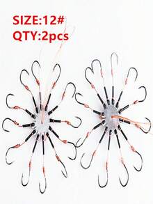 2 件 12 爪防饵爆炸钩旋转钩鱼竿抛竿鲤鱼鲶鱼草鱼钩钓鱼配件 - 黑色 - 查看 6