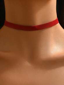 1pc Fashionable Minimalist Elegant Sexy Versatile Single Layer Red Choker Necklace Suitable For Women, For Holiday And Daily Wear - Đen 5 - Xem 6