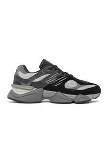 New Balance 9060 运动鞋 猪皮和网眼鞋面 双密度 ABZORB 和 SBS 缓震 半透明鞋跟 CR 装置 钻石外底 U9060BLK - 灰黑色 - 查看 3