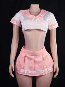 Flirty & Sweet Schoolgirl Style Lingerie Set - Easy-Access Design, Pure Aesthetic (JK Inspired) - 粉色 - 查看 1