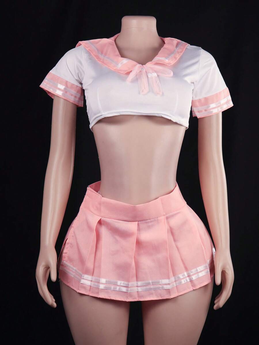 Flirty & Sweet Schoolgirl Style Lingerie Set - Easy-Access Design, Pure Aesthetic (JK Inspired) - 粉色 - 查看 1